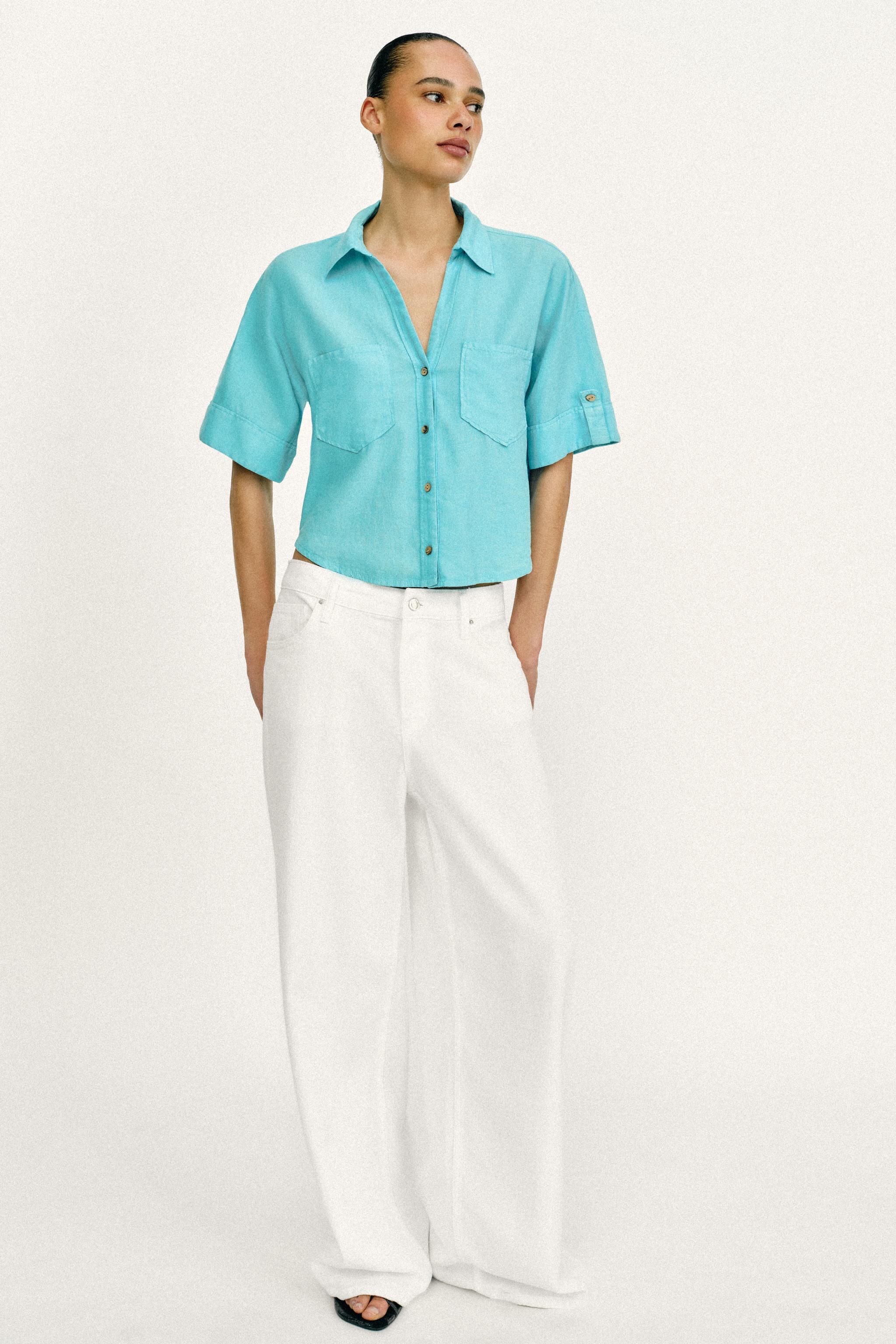 LINEN BLEND SHORT SHIRT